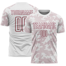 Load image into Gallery viewer, Custom White-Crimson Curve Lines Sublimation Soccer Uniform Jersey