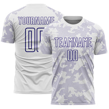 Laden Sie das Bild in den Galerie-Viewer, Custom White-Dark Purple Curve Lines Sublimation Soccer Uniform Jersey
