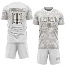 Load image into Gallery viewer, Custom White-Olive Curve Lines Sublimation Soccer Uniform Jersey