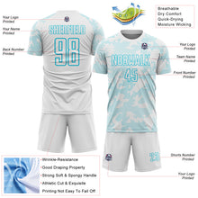 Laden Sie das Bild in den Galerie-Viewer, Custom White-Lakes Blue Curve Lines Sublimation Soccer Uniform Jersey
