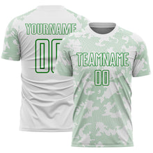 Load image into Gallery viewer, Custom White-Grass Green Curve Lines Sublimation Soccer Uniform Jersey