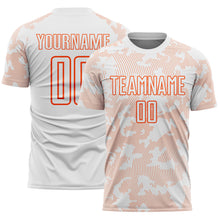 Load image into Gallery viewer, Custom White-Orange Curve Lines Sublimation Soccer Uniform Jersey