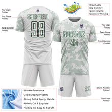 Load image into Gallery viewer, Custom White-Green Curve Lines Sublimation Soccer Uniform Jersey