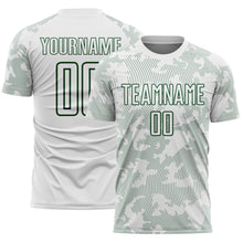 Load image into Gallery viewer, Custom White-Green Curve Lines Sublimation Soccer Uniform Jersey