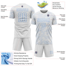 Laden Sie das Bild in den Galerie-Viewer, Custom White-Light Blue Curve Lines Sublimation Soccer Uniform Jersey