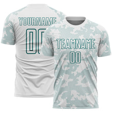 Load image into Gallery viewer, Custom White-Teal Curve Lines Sublimation Soccer Uniform Jersey