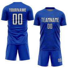 Load image into Gallery viewer, Custom Thunder Blue White-Black Curve Lines Sublimation Soccer Uniform Jersey