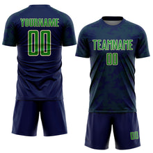 Load image into Gallery viewer, Custom Navy Grass Green-Cream Curve Lines Sublimation Soccer Uniform Jersey