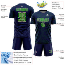 Load image into Gallery viewer, Custom Navy Grass Green-Cream Curve Lines Sublimation Soccer Uniform Jersey
