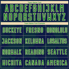 Load image into Gallery viewer, Custom Navy Grass Green-Cream Curve Lines Sublimation Soccer Uniform Jersey