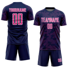 Load image into Gallery viewer, Custom Navy Pink-White Curve Lines Sublimation Soccer Uniform Jersey
