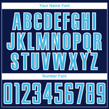 Load image into Gallery viewer, Custom Navy Sky Blue-White Curve Lines Sublimation Soccer Uniform Jersey