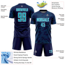 Load image into Gallery viewer, Custom Navy Lakes Blue-White Curve Lines Sublimation Soccer Uniform Jersey