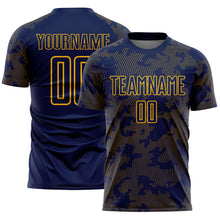 Load image into Gallery viewer, Custom Navy-Gold Curve Lines Sublimation Soccer Uniform Jersey