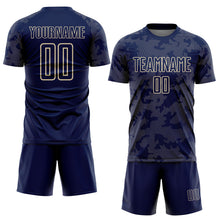 Load image into Gallery viewer, Custom Navy-Cream Curve Lines Sublimation Soccer Uniform Jersey