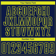 Load image into Gallery viewer, Custom Navy-Neon Yellow Curve Lines Sublimation Soccer Uniform Jersey