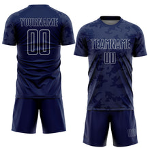 Laden Sie das Bild in den Galerie-Viewer, Custom Navy-Gray Curve Lines Sublimation Soccer Uniform Jersey