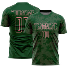 Laden Sie das Bild in den Galerie-Viewer, Custom Green-Medium Pink Curve Lines Sublimation Soccer Uniform Jersey