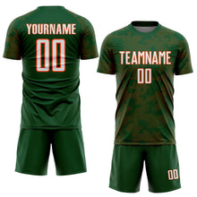 Load image into Gallery viewer, Custom Green White-Orange Curve Lines Sublimation Soccer Uniform Jersey