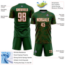 Load image into Gallery viewer, Custom Green White-Orange Curve Lines Sublimation Soccer Uniform Jersey