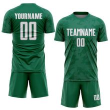 Load image into Gallery viewer, Custom Kelly Green White-Gray Curve Lines Sublimation Soccer Uniform Jersey