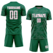 Load image into Gallery viewer, Custom Kelly Green White-Light Pink Curve Lines Sublimation Soccer Uniform Jersey