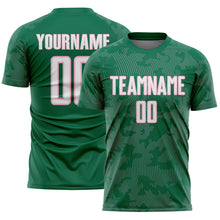 Load image into Gallery viewer, Custom Kelly Green White-Light Pink Curve Lines Sublimation Soccer Uniform Jersey
