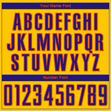 Load image into Gallery viewer, Custom Yellow Dark Purple-Orange Curve Lines Sublimation Soccer Uniform Jersey