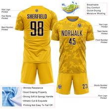 Load image into Gallery viewer, Custom Yellow Brown-White Curve Lines Sublimation Soccer Uniform Jersey