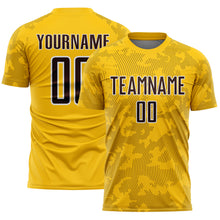 Load image into Gallery viewer, Custom Yellow Brown-White Curve Lines Sublimation Soccer Uniform Jersey