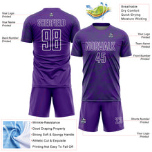 Load image into Gallery viewer, Custom Purple Grass Green-White Curve Lines Sublimation Soccer Uniform Jersey
