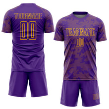 Load image into Gallery viewer, Custom Purple-Gold Curve Lines Sublimation Soccer Uniform Jersey