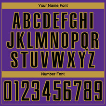 Load image into Gallery viewer, Custom Purple Black-Old Gold Curve Lines Sublimation Soccer Uniform Jersey