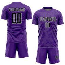 Load image into Gallery viewer, Custom Purple Black-Gray Curve Lines Sublimation Soccer Uniform Jersey
