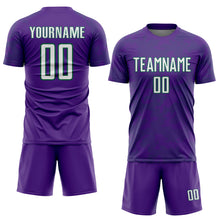 Load image into Gallery viewer, Custom Purple White-Kelly Green Curve Lines Sublimation Soccer Uniform Jersey