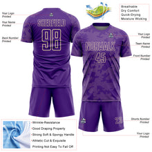Laden Sie das Bild in den Galerie-Viewer, Custom Purple-Cream Curve Lines Sublimation Soccer Uniform Jersey