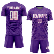 Load image into Gallery viewer, Custom Purple White-Light Pink Curve Lines Sublimation Soccer Uniform Jersey
