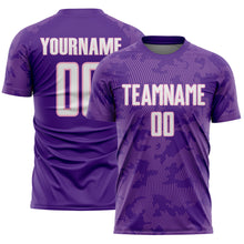 Load image into Gallery viewer, Custom Purple White-Light Pink Curve Lines Sublimation Soccer Uniform Jersey