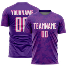 Load image into Gallery viewer, Custom Purple White-Pink Curve Lines Sublimation Soccer Uniform Jersey