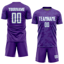 Load image into Gallery viewer, Custom Purple White-Light Blue Curve Lines Sublimation Soccer Uniform Jersey