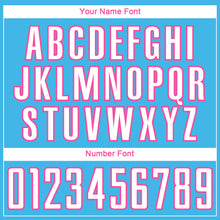 Load image into Gallery viewer, Custom Sky Blue White-Pink Curve Lines Sublimation Soccer Uniform Jersey