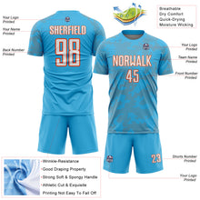 Load image into Gallery viewer, Custom Sky Blue White-Orange Curve Lines Sublimation Soccer Uniform Jersey