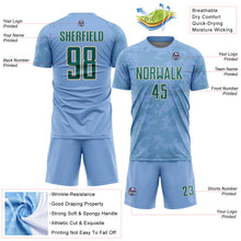 Load image into Gallery viewer, Custom Light Blue Teal-Cream Curve Lines Sublimation Soccer Uniform Jersey