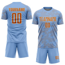 Load image into Gallery viewer, Custom Light Blue Texas Orange-Cream Curve Lines Sublimation Soccer Uniform Jersey