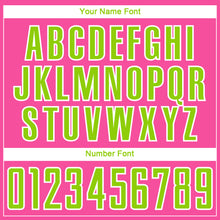 Laden Sie das Bild in den Galerie-Viewer, Custom Pink Neon Green-White Curve Lines Sublimation Soccer Uniform Jersey