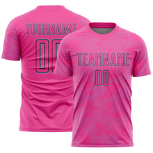 Load image into Gallery viewer, Custom Pink Light Blue-Black Curve Lines Sublimation Soccer Uniform Jersey