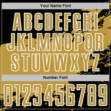 Load image into Gallery viewer, Custom Old Gold Black-White Splash Color Block Sublimation Soccer Uniform Jersey