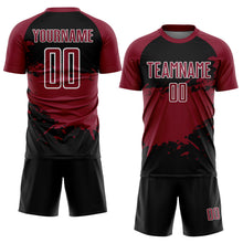 Загрузить изображение в средство просмотра галереи, Custom Crimson Black-White Splash Color Block Sublimation Soccer Uniform Jersey