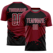 Загрузить изображение в средство просмотра галереи, Custom Crimson Black-White Splash Color Block Sublimation Soccer Uniform Jersey