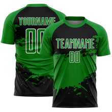 Laden Sie das Bild in den Galerie-Viewer, Custom Grass Green Black-White Splash Color Block Sublimation Soccer Uniform Jersey